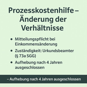 Prozesskostenhilfe – Änderung der wirtschaftlichen Verhältnisse gemäß § 120 a ZPO