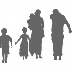 Familie Schatten von fünf Personen