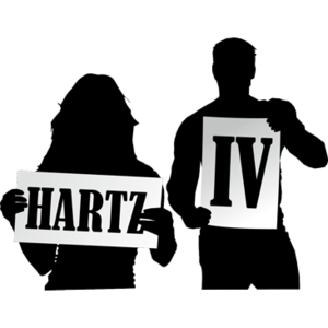 Menschen mit Schild Hartz IV