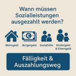 Auszahlung von Sozialleistungen: Fälligkeit & Auszahlungsweg (Wohngeld, Bürgergeld, Sozialhilfe, Kindergeld, Elterngeld) 1